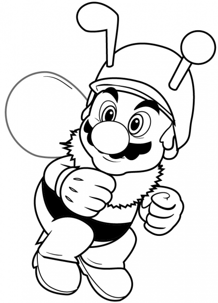 Bee Mario coloring page image
