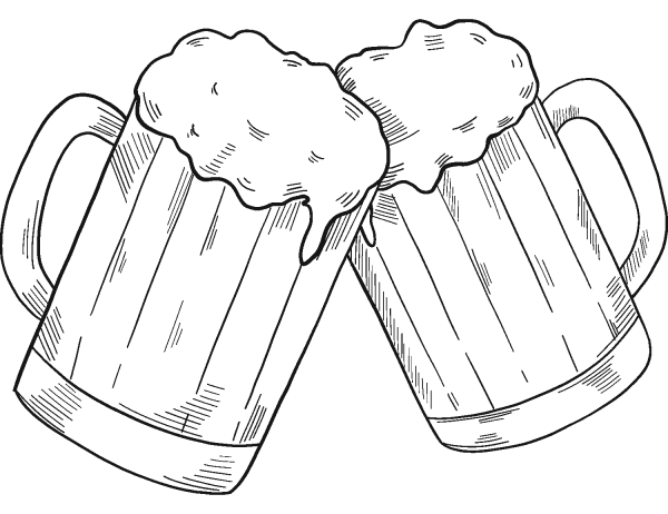 Beer Mugs coloring page image