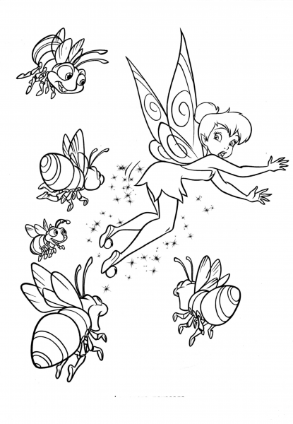 Bees and Fairy Iridessa  coloring page image
