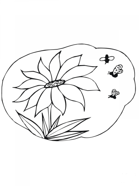 Bees Gather Nectar on Sunflower coloring page image