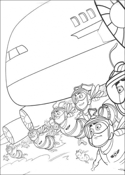 Bees On The Plane  coloring page image
