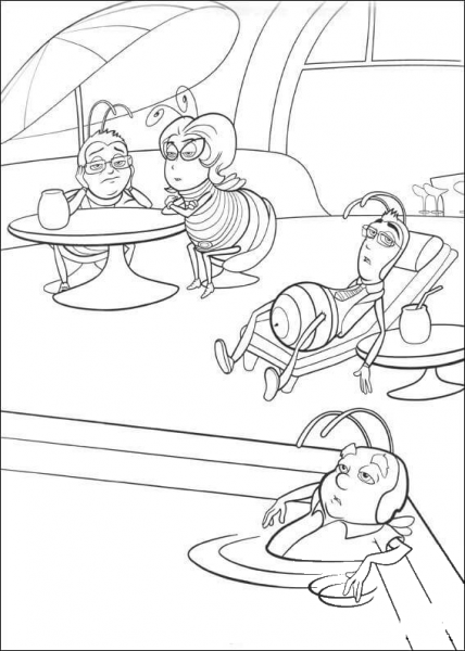 Bees Take Rest  coloring page image