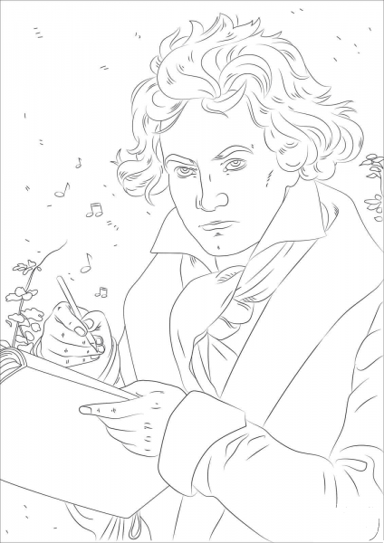 Beethoven coloring page image