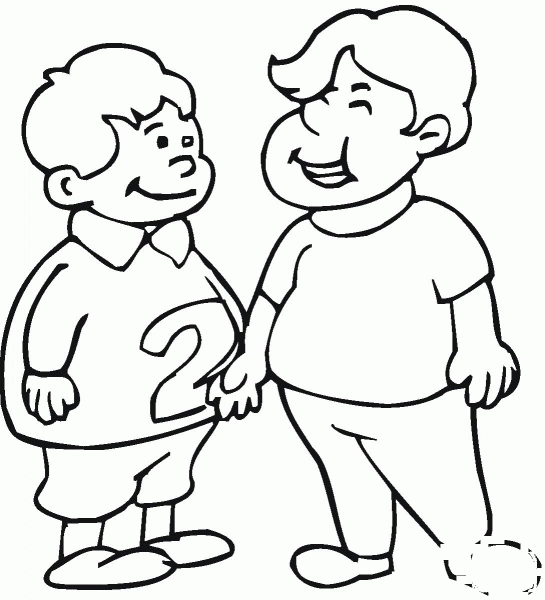 Two little boys  coloring page image