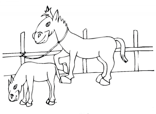 Two Little Ponies  coloring page image