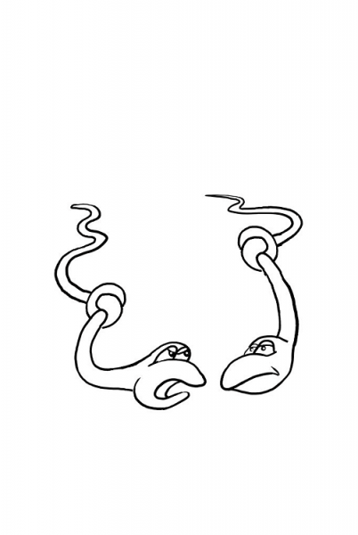 Two Little Snakes Are Having A Chat coloring page image