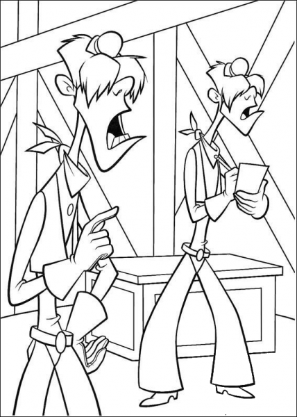 Two men coloring page image