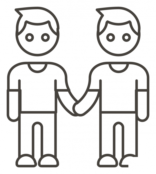 Two Men Holding Hands coloring page image