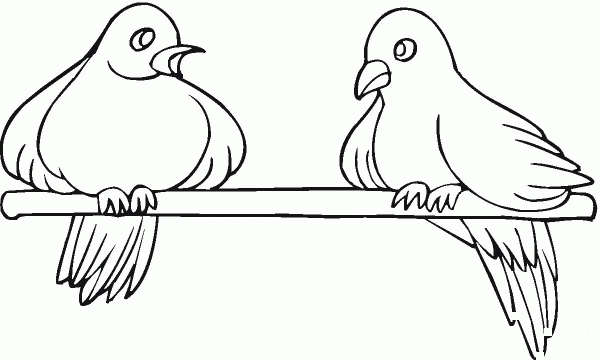 Two Pigeons coloring page image