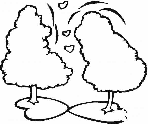 Two Pine Tree Outline coloring page image