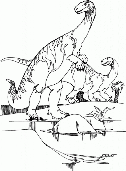 Two Plateosauruses coloring page image