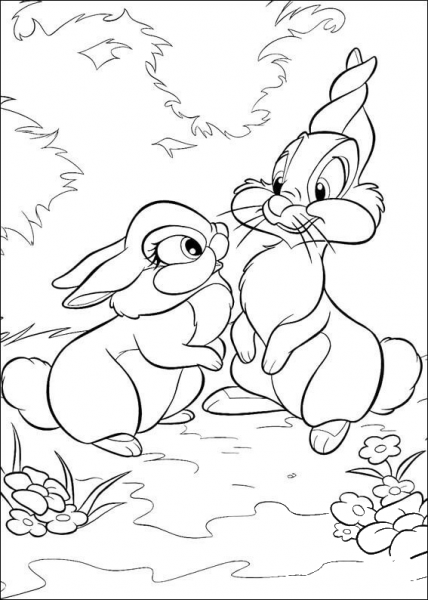 Two Rabbits coloring page image