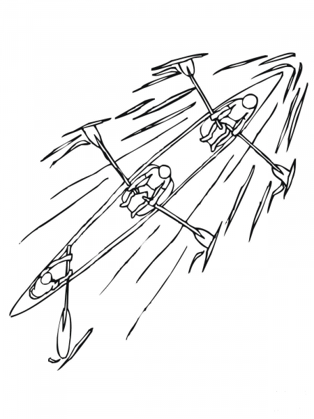 Two Rowers and Coxswain coloring page image