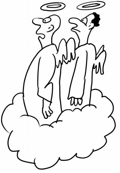 Two Saints In The Clouds   coloring page image