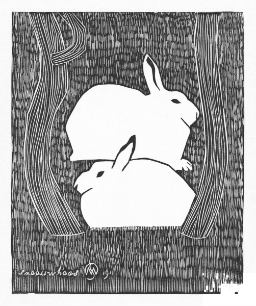 Two Snow Hares coloring page image