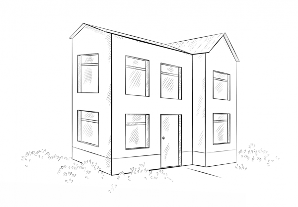 Two Story House coloring page image