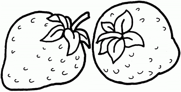Two Strawberries coloring page image