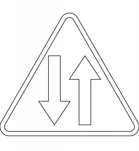 Two Way Traffic Ahead A-20 coloring page image