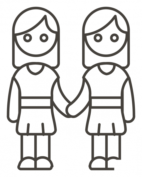 Two Women Holding Hands coloring page image