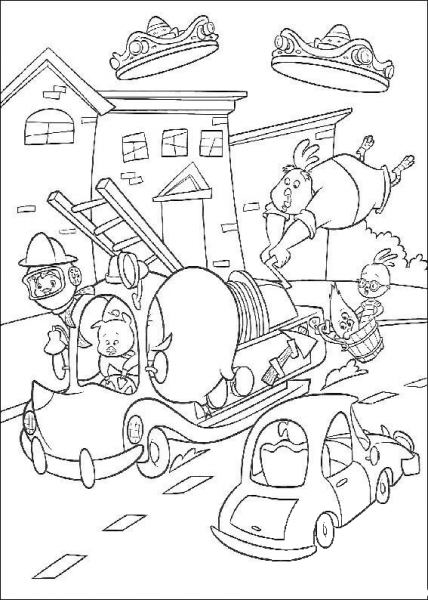 ufo in a city coloring page image