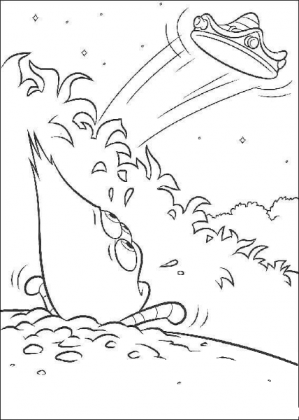 Ufo Is flying away coloring page image