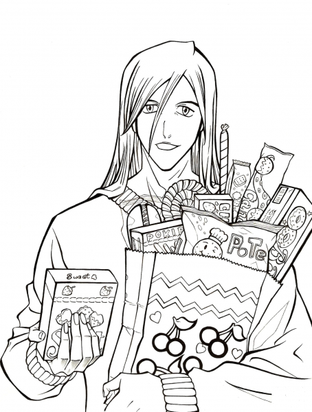Ukitake Taichou: Who wants some candy? from Manga Bleach coloring page image