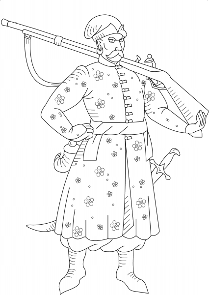 Ukrainian Cossack coloring page image