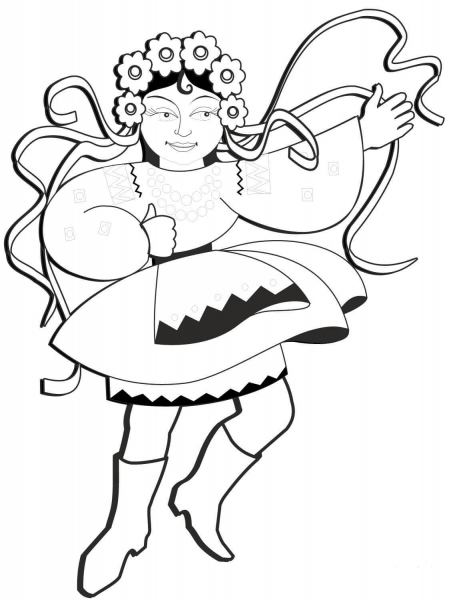Ukrainian Dancing Woman  coloring page image