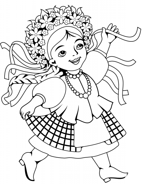 Ukrainian Woman  coloring page image
