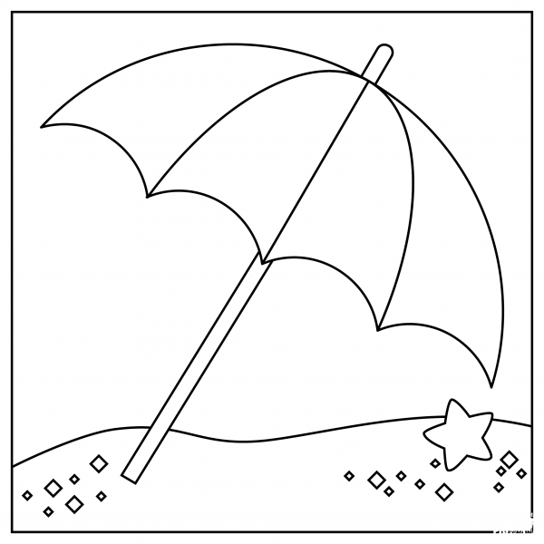Umbrella on Ground coloring page image