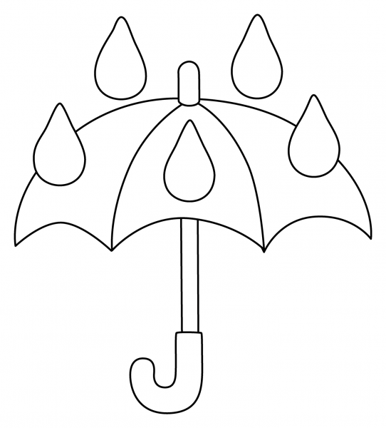 Umbrella with Rain Drops Emoji coloring page image