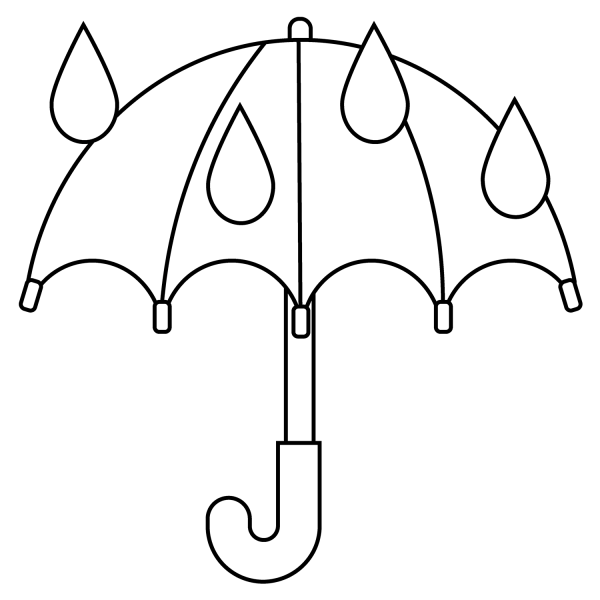Umbrella with Rain Drops Emoji coloring page image