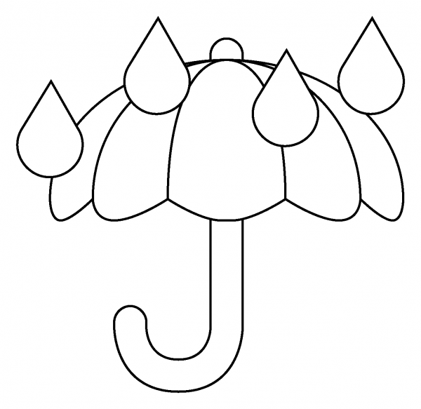 Umbrella with Rain Drops Emoji coloring page image