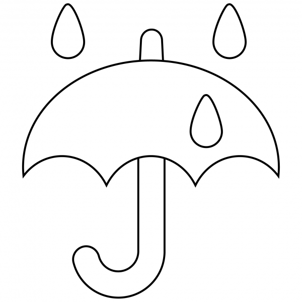Umbrella with Rain Drops Emoji coloring page image