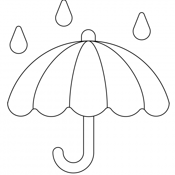 Umbrella with Raindrops Emoji coloring page image