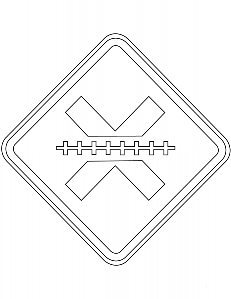 “Uncontrolled Railroad Crossing” Sign in Brazil coloring page image