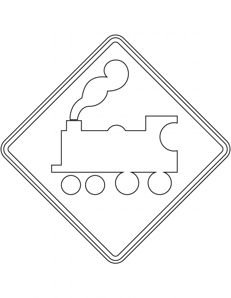 “Uncontrolled Railway Crossing Ahead” Sign in New Zealand coloring page image