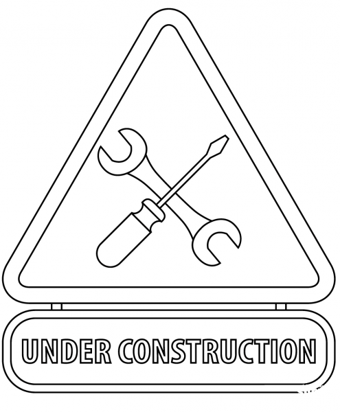 Under construction sign coloring page image