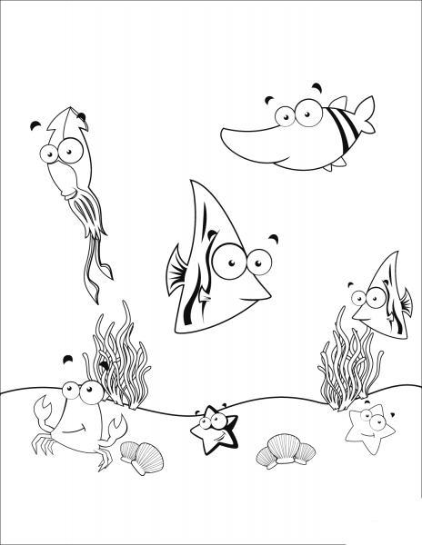 Underwater Life coloring page image