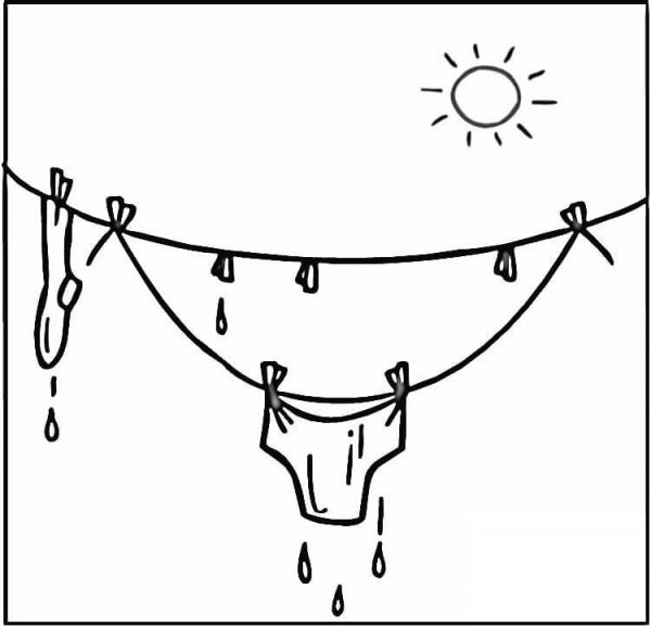 Underwear on the Rope  coloring page image