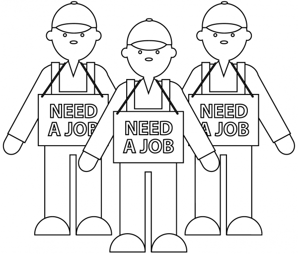 Unemployment coloring page image