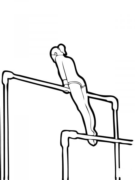 Uneven Bars Artistic Gymnastics coloring page image