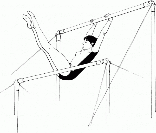 Uneven Bars Performance coloring page image