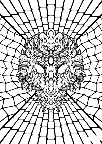 Unholy Voodoo Mask coloring page image