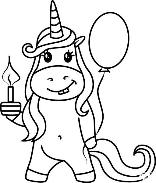Unicorn Birthday coloring page image