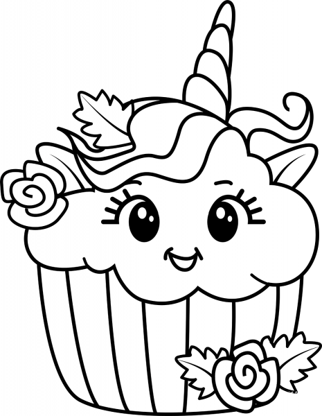 Unicorn Cake coloring page image