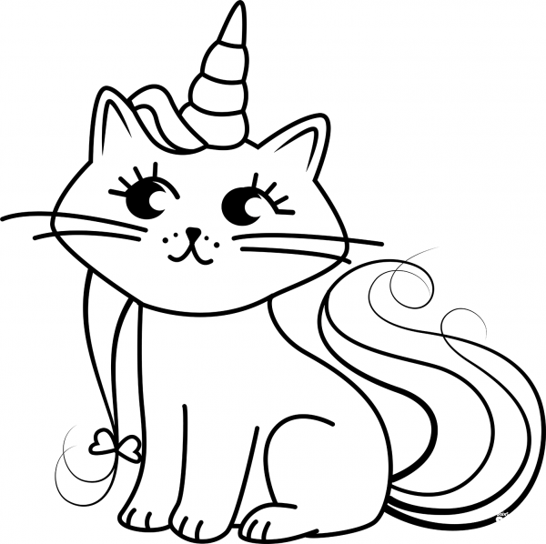 Unicorn Cat coloring page image