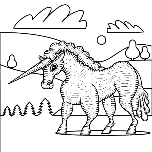 Unicorn coloring page image