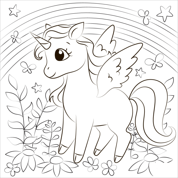 Unicorn coloring page image