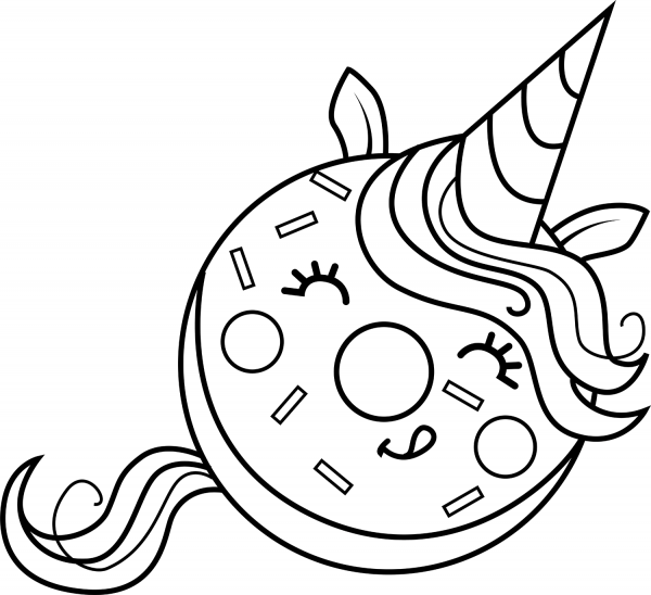 Unicorn Donut coloring page image
